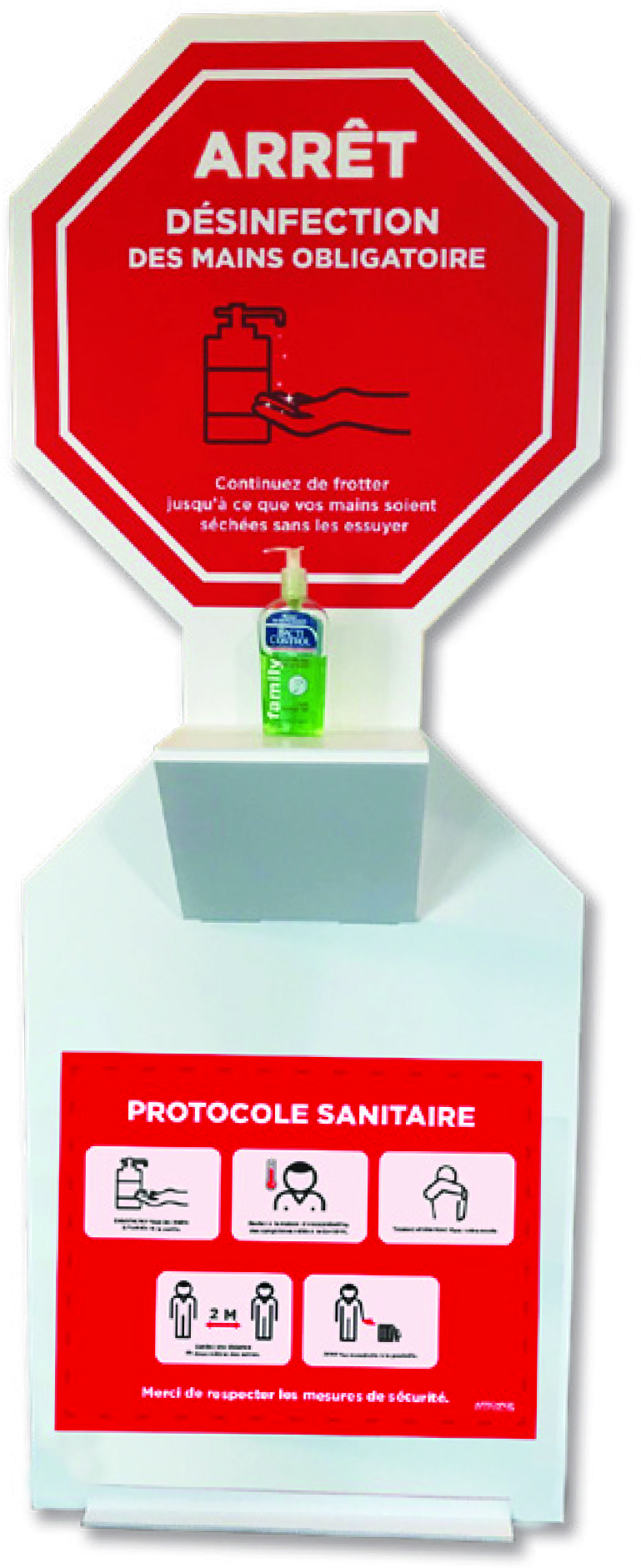 Borne d'aseptisation des mains sur pied